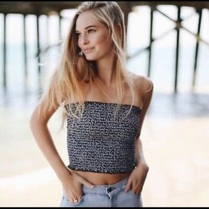 John Galt black floral tube top